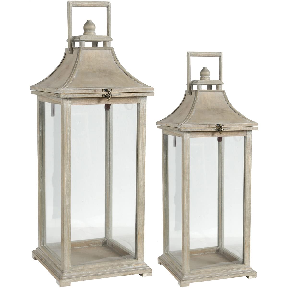 A&B Home Ivona Garden Candle Lanterns - White Metal Outdoor Decor - Set of 2 for Patio, Garden, and Porch Lighting Decorations