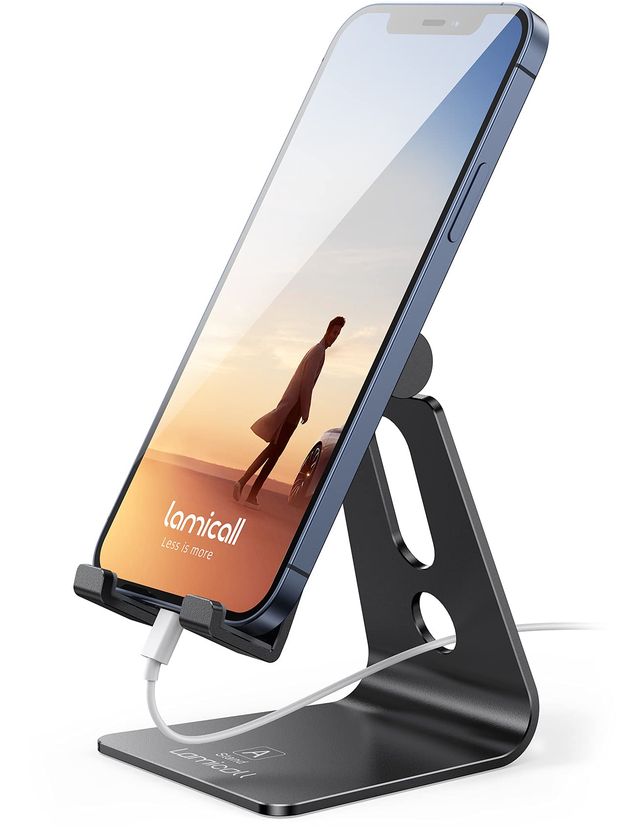 Lamicall Adjustable Aluminum Phone Stand - Anti-Slip Desktop Holder for iPhone, Samsung Galaxy (4-8
