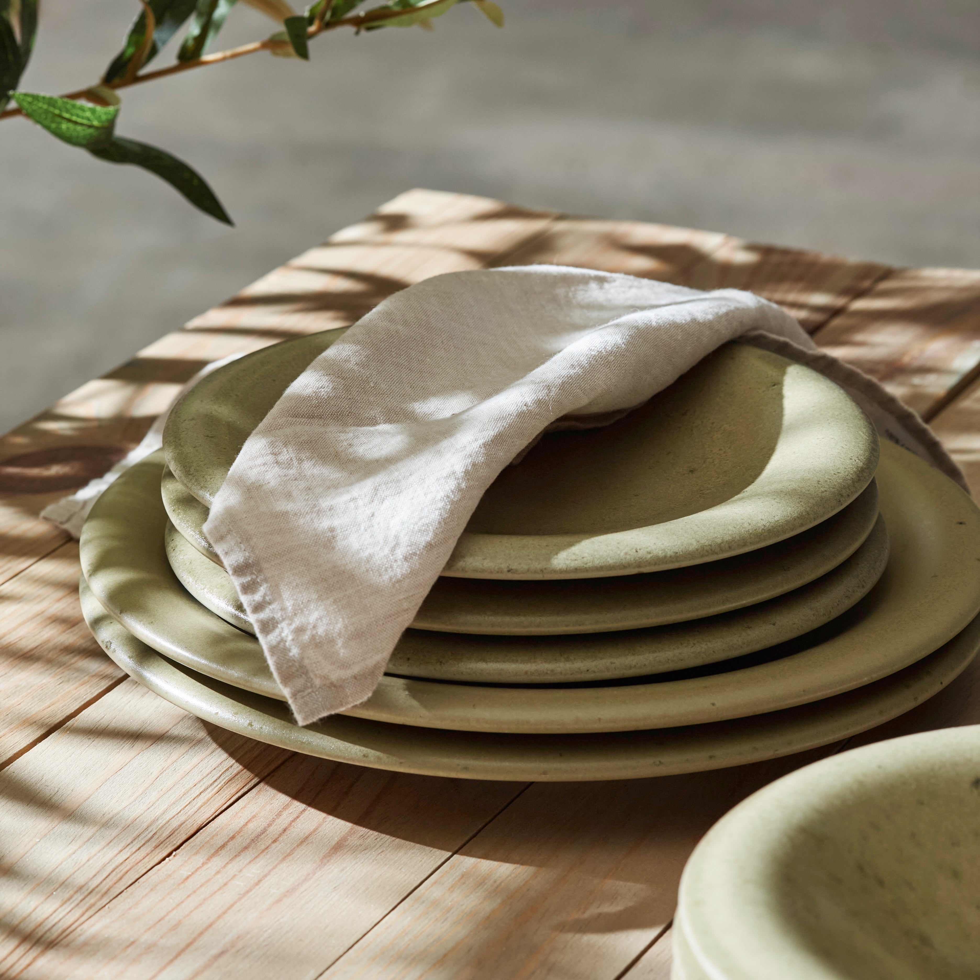 Premium Aro Stoneware Dinnerware Set - Green Matte Finish, Handcrafted in Portugal, Scratch & Chip Resistant - Perfect for Everyday Dining & Special Occasions