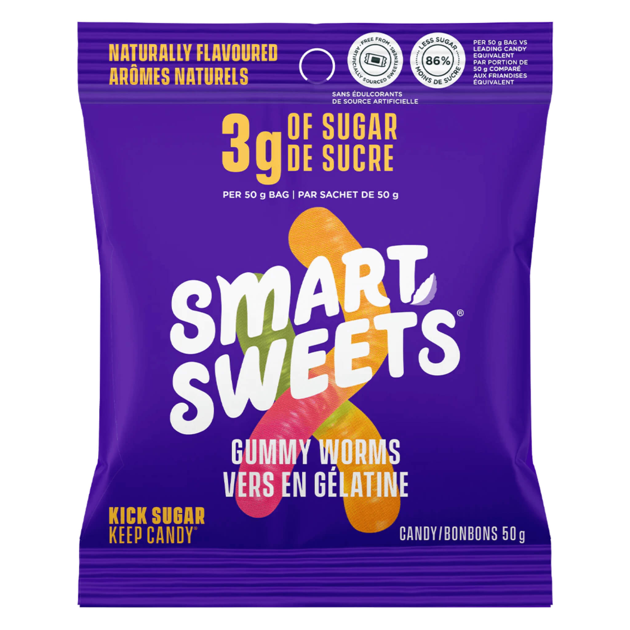 Delicious Gummy Worms Candy 50G (1.76oz) - Soft & Chewy Bulk Candy for Parties, Halloween Treats, Movie Snacks & Kids Lunch Boxes