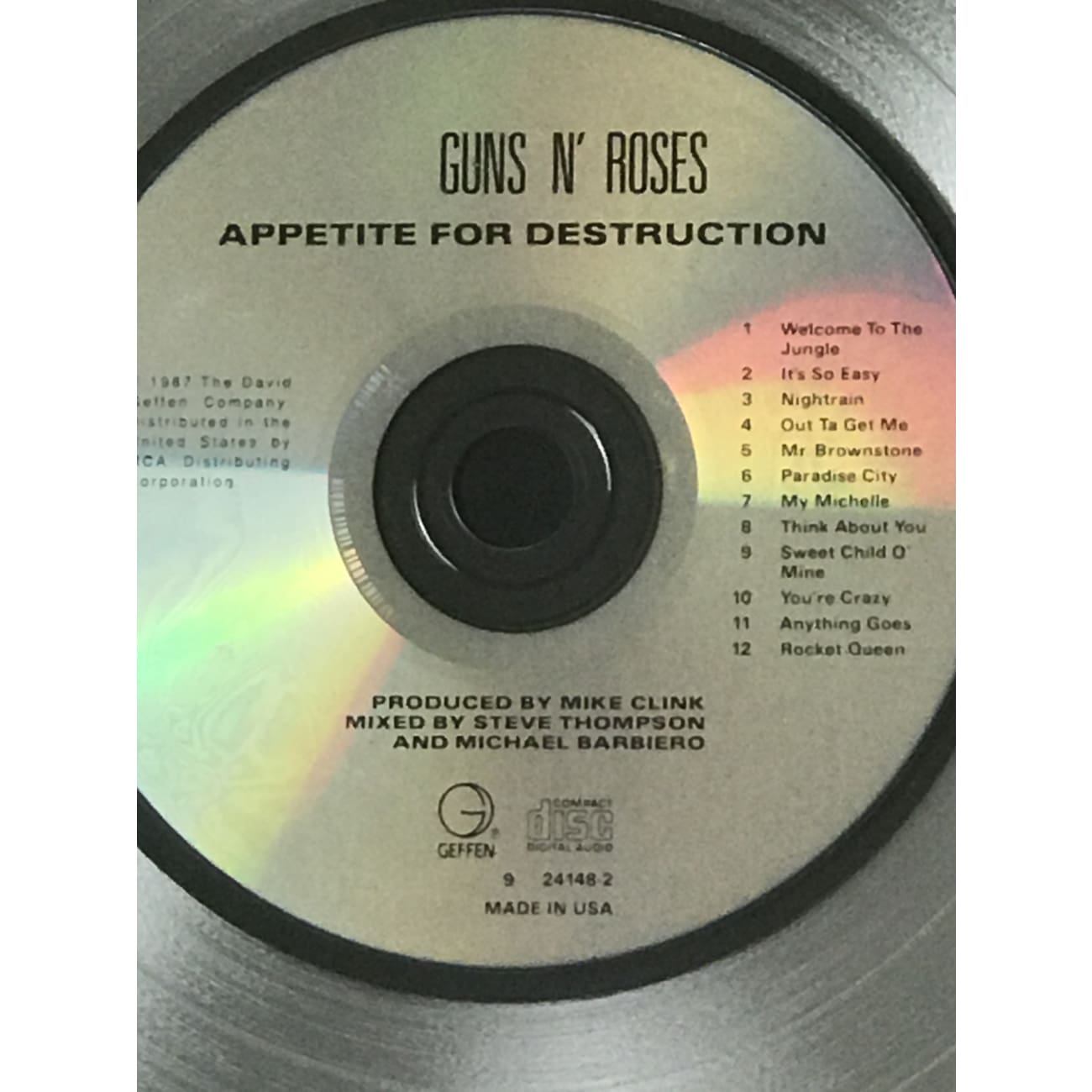 Guns N' Roses Appetite For Destruction RIAA 18x Multi Platinum Award - Rare Collectible Music Memorabilia for Hard Rock Fans & Display in Music Studios