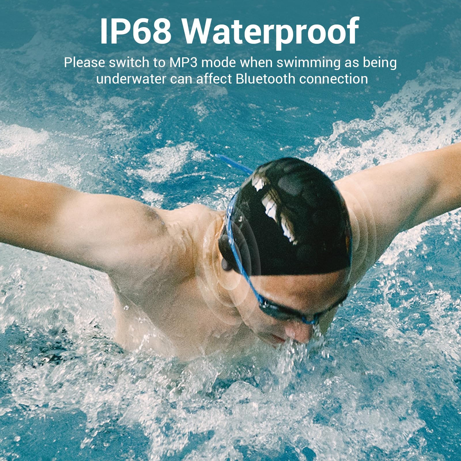 **Wireless Bone Conduction Headphones IP68 Waterproof Bluetooth 5.3 – 32GB MP3 Player, Open Ear Sports Earphones for Swimming, Running, Cycling & Driving – Perfect for Workouts, Commuting & Outdoor Adventures**
