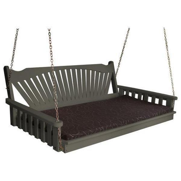 Yellow Pine Swing Bed with Fanback - Outdoor Hanging Bed for Porch, Patio, or Garden Relaxation