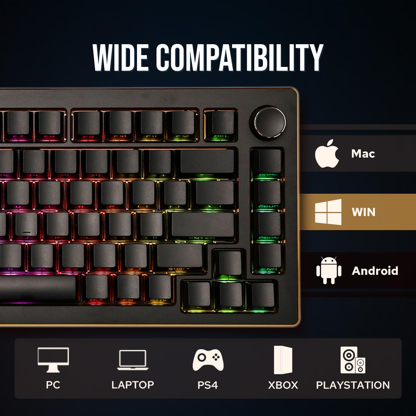 EPOMAKER Tide75 QMK/VIA Programmable Wireless Mechanical Keyboard - 75% Compact Aluminum Body, Bluetooth/2.4Ghz/USB-C Connectivity, FR4 Plate - Creamy Linear Lemon Switches for Windows/Mac (Black) - Perfect for Gaming, Coding & Office Work