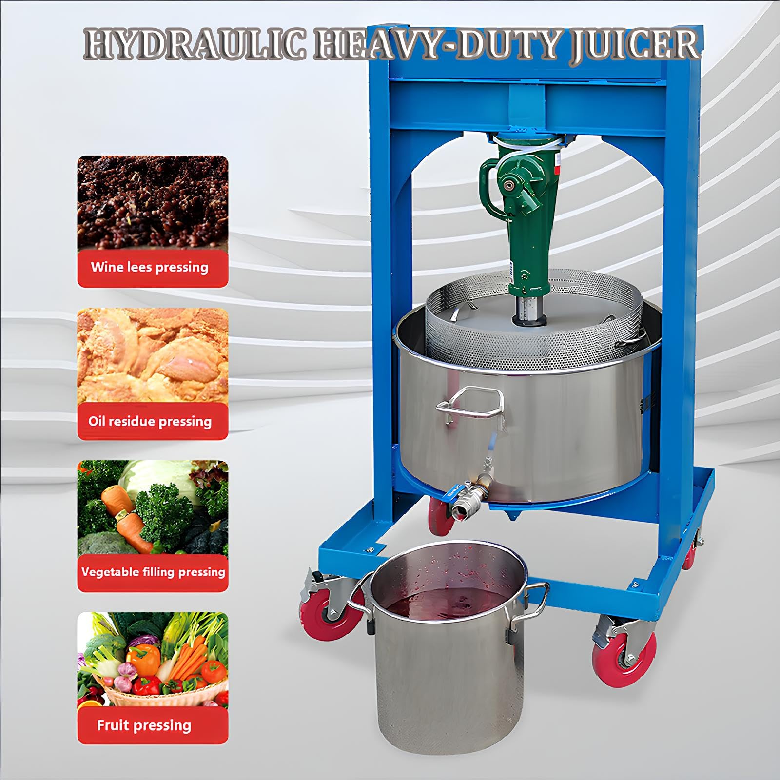 2.1 Gallon (8L) Hydraulic Fruit Press with 2 Ton Jack - 304 Stainless Steel Apple Grape Wine Cider Juice Maker for Home Brewing, Winemaking & Kitchen Use