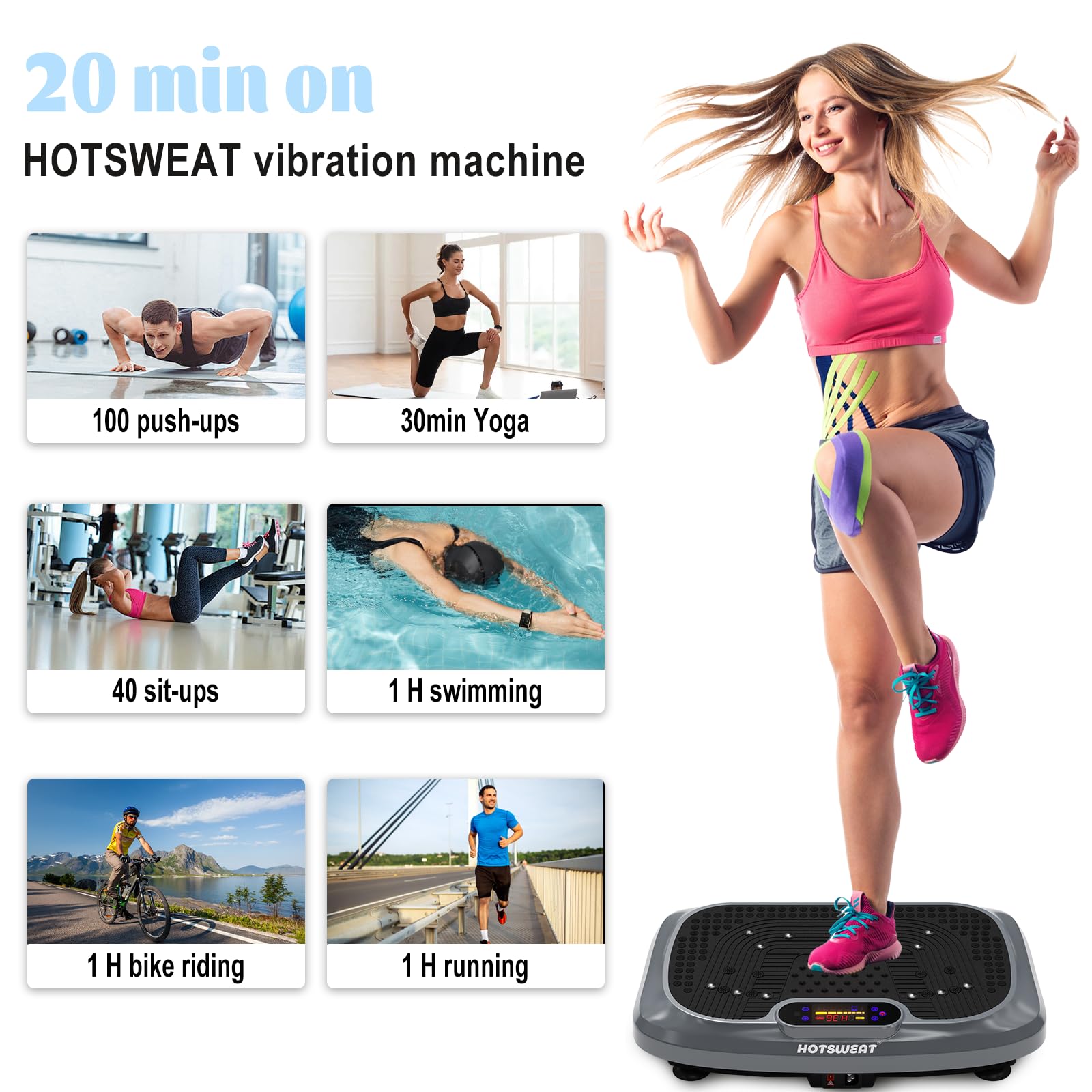 Vibration Plate Exercise Machine for Full Body Workout - Power Plate Vibration Platform for Lymphatic Drainage & Weight Loss - Home Gym Equipment for Toning, Detox & Sweat Out - Perfect for Home Fitness & Physical Therapy