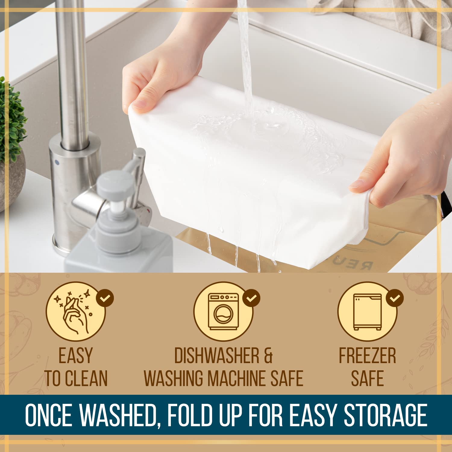 IMPRESA [3 Pack] Reusable Bread Storage Bags - Airtight Double Seal Freezer Bags for Freshness - Dishwasher & Washing Machine Safe - Perfect for Homemade Bread, Sandwiches, and Baked Goods Storage