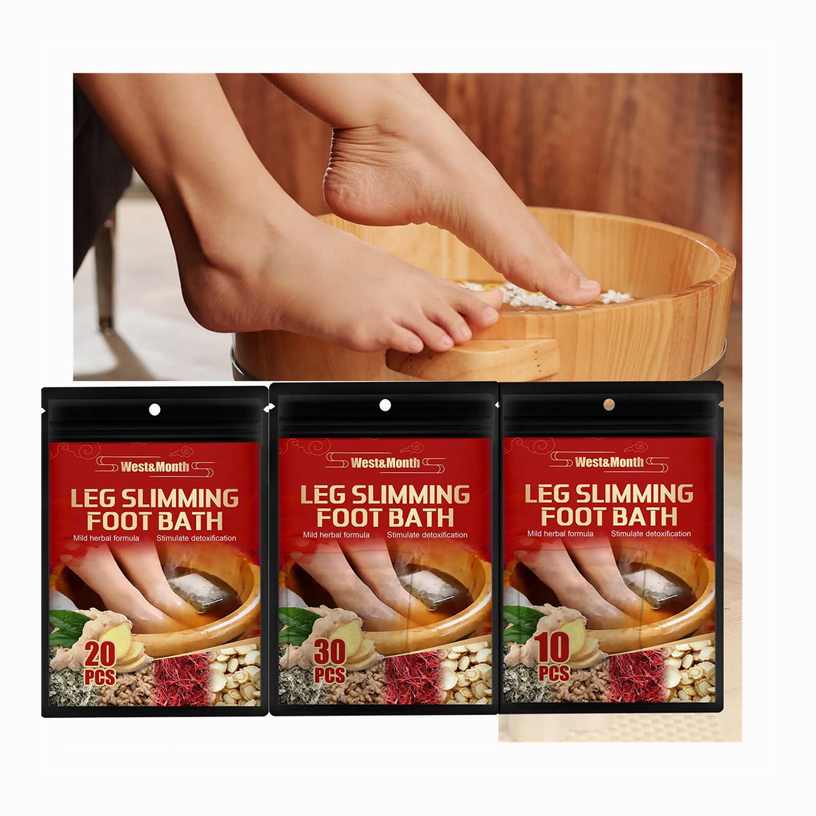 Organic Herbal Lymphatic Drainage Ginger Foot Soak - 20 Bags for Leg Slimming, Detox & Relaxation | Natural Mugwort, Wormwood & Turmeric Foot Bath | Relieves Calf Muscles & Promotes Foot Reflexology - Perfect for Spa Nights, Post-Workout Recovery & Self-Care Routines