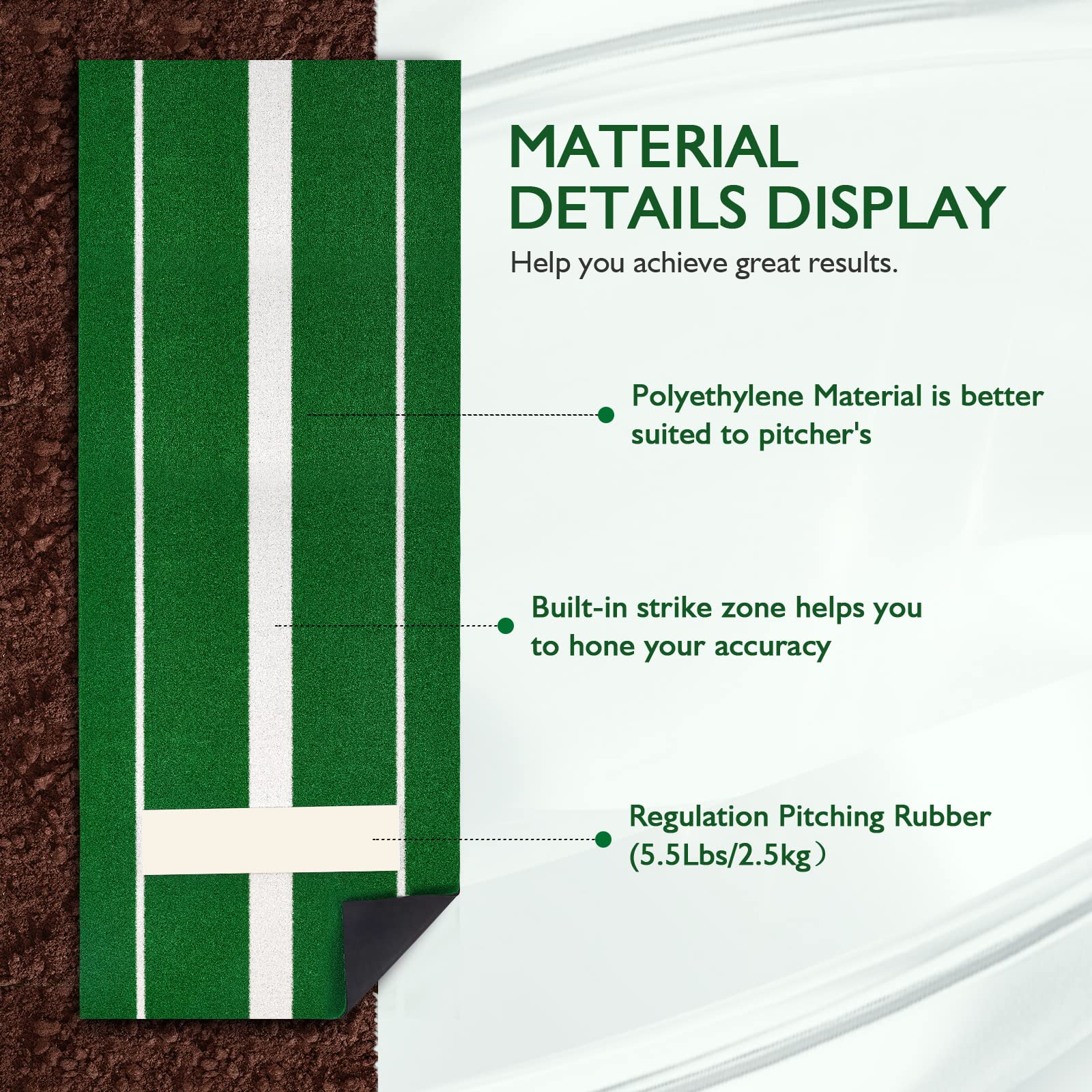 Regulation Softball Pitching Mat - 10' x 3' Non-Slip Pitching Rubber with 5mm Thick Pad for Indoor/Outdoor Practice | Durable, Anti-Fade Training Equipment for Softball Pitchers | Perfect for Backyard, Field & Gym Training