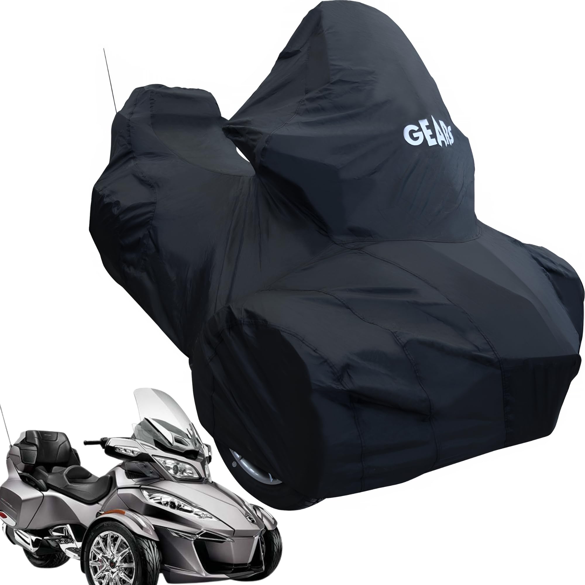 GEARS Waterproof 3-Wheel Motorcycle Cover for Can-Am Spyder RT & RT Limited (Fits 2019 & Older Models) - Includes Storage Bag - All-Weather Protection for Indoor/Outdoor Use - Ideal for Garage, Travel & Long-Term Storage