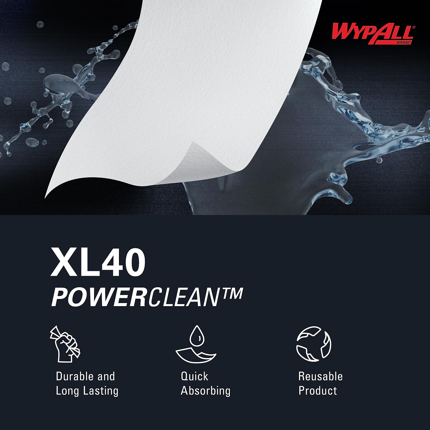 WypAll L40 Disposable Cleaning and Drying Towels (03046) - Industrial Strength Absorbent Wipes for Workshop, Garage, and Home Use