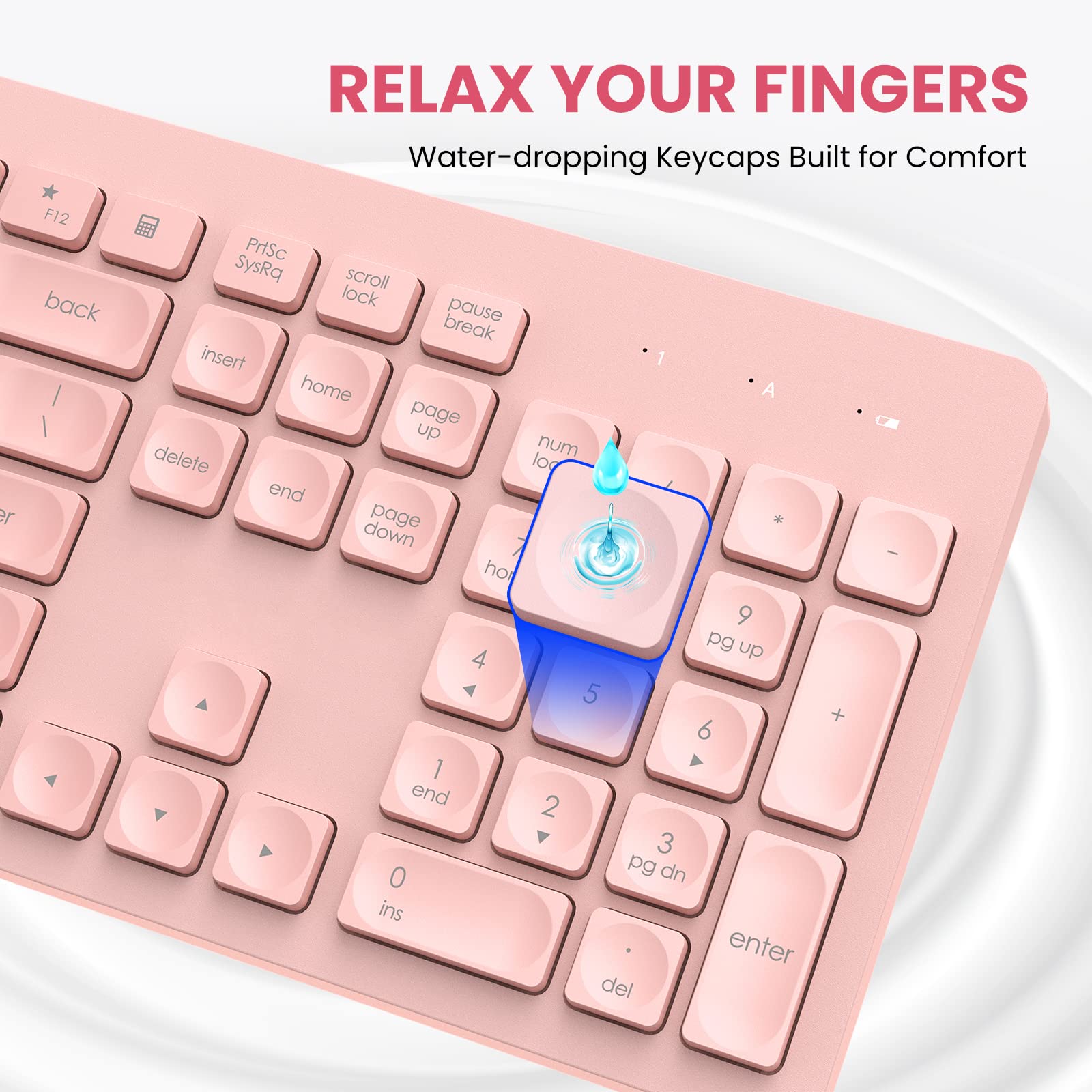 Wireless Keyboard and Mouse Combo - 2.4GHz Ultra-Slim USB Keyboard with Water-Resistant Keycaps & 12 Shortcut Keys - Compatible with Windows XP/7/8/10, Vista & Mac OS - Perfect for Office, Home & Gaming (Pink)