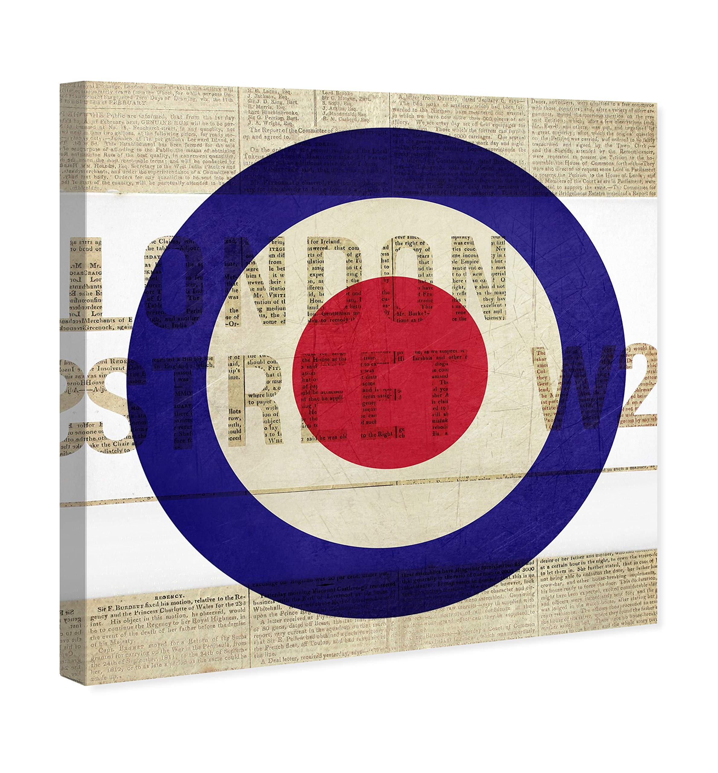 London Street Typography Wall Art Canvas Print - 20x20 Inch Red & Blue Quote Home Decor by Oliver Gal Artist Co. | Perfect for Living Room, Bedroom & Office Décor