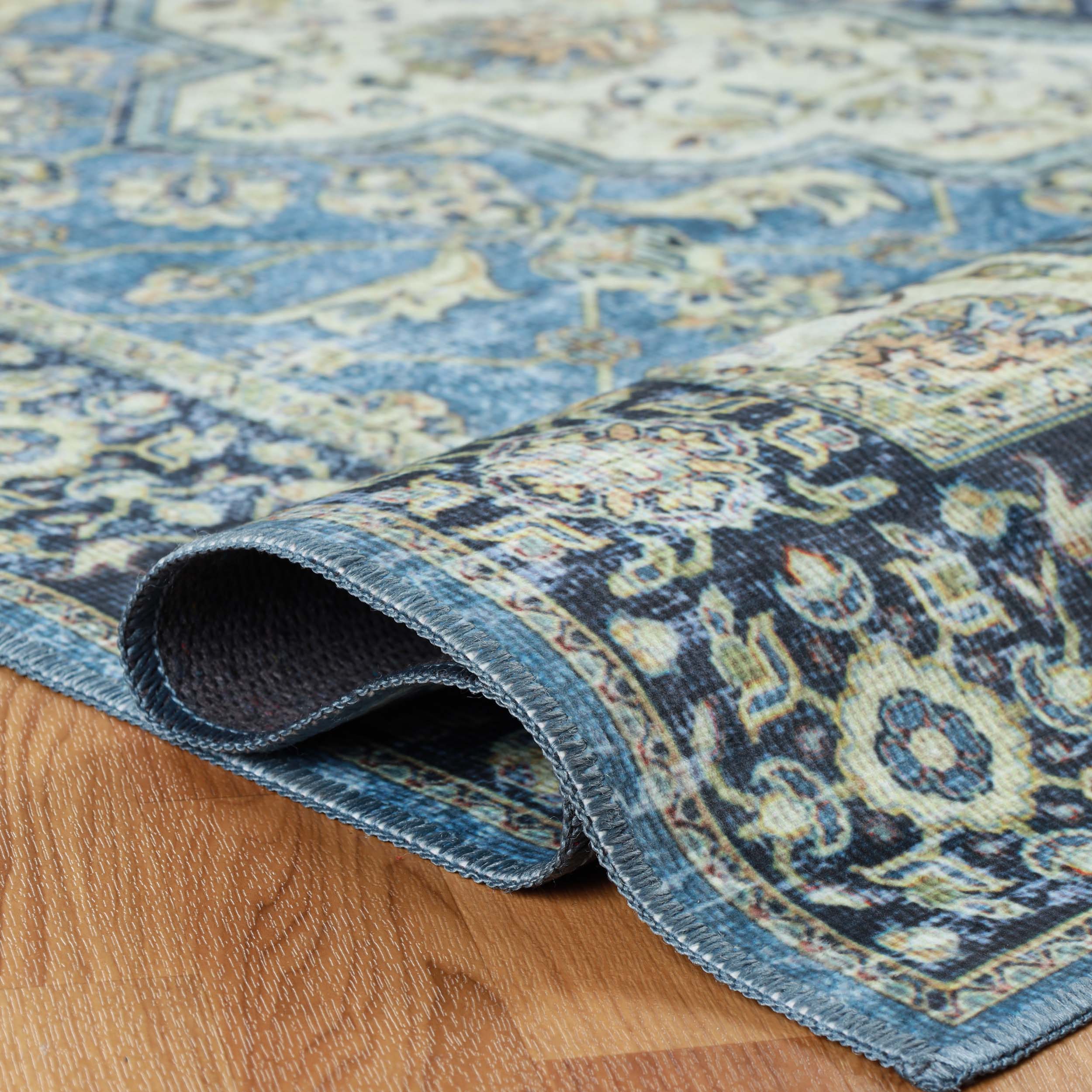 Jay Damask Medallion Bordered Washable Indoor Area Rug - Non-Slip Living Room Carpet, Bedroom Runner for Home Decor | Perfect for Hallways, Entryways & Cozy Spaces