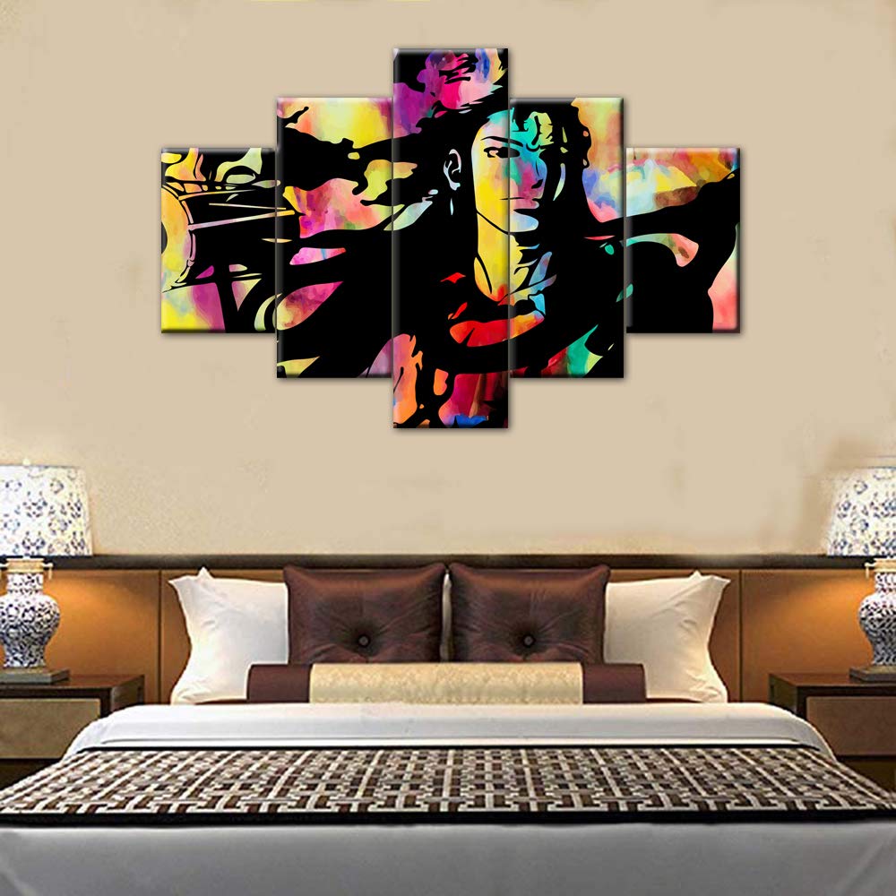 Extra Large 5-Piece Canvas Wall Art - Hindu Deity Shiva Painting for Living Room Decor | Pan-Hindu Multi-Panel Framed Giclee Print (60''W x 40''H) | Perfect for Home, Office & Meditation Spaces