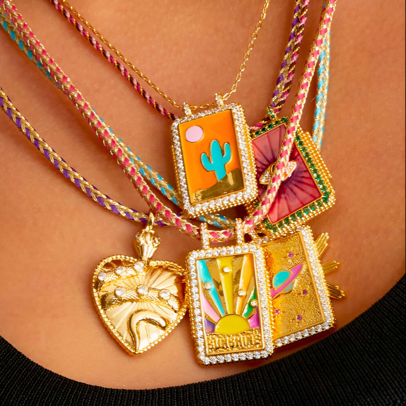 Rainbow Tarot Card Pendant Necklace with Adjustable Cord - JFN401 | Spiritual Jewelry for Wiccan, Pagan & Tarot Enthusiasts