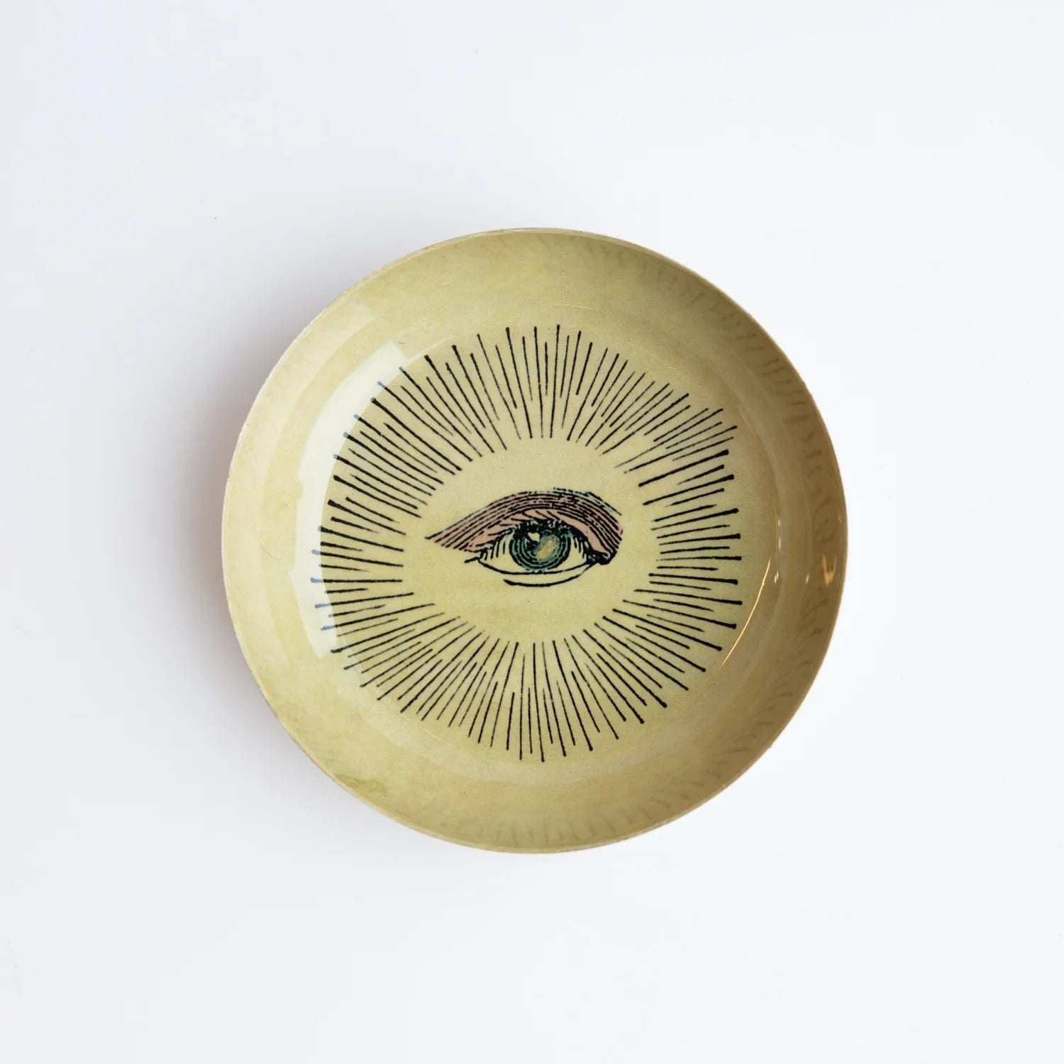 Enamel Trinket Dish with Eye Design - Elegant Jewelry Tray for Rings, Earrings & Small Accessories - Perfect for Vanity, Dresser & Gift Giving