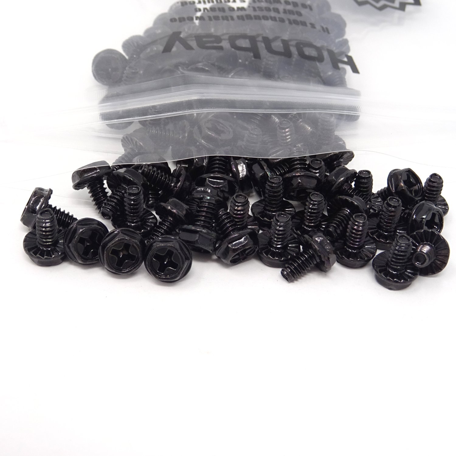 100PCS M3.5x6mm Phillips Hex Head Computer Screws - Black Zinc Coated PC Case Mounting Hardware for Computer Building, Repair & Maintenance | Ideal for DIY PC Assembly, Server Rack Installation & Electronics Projects