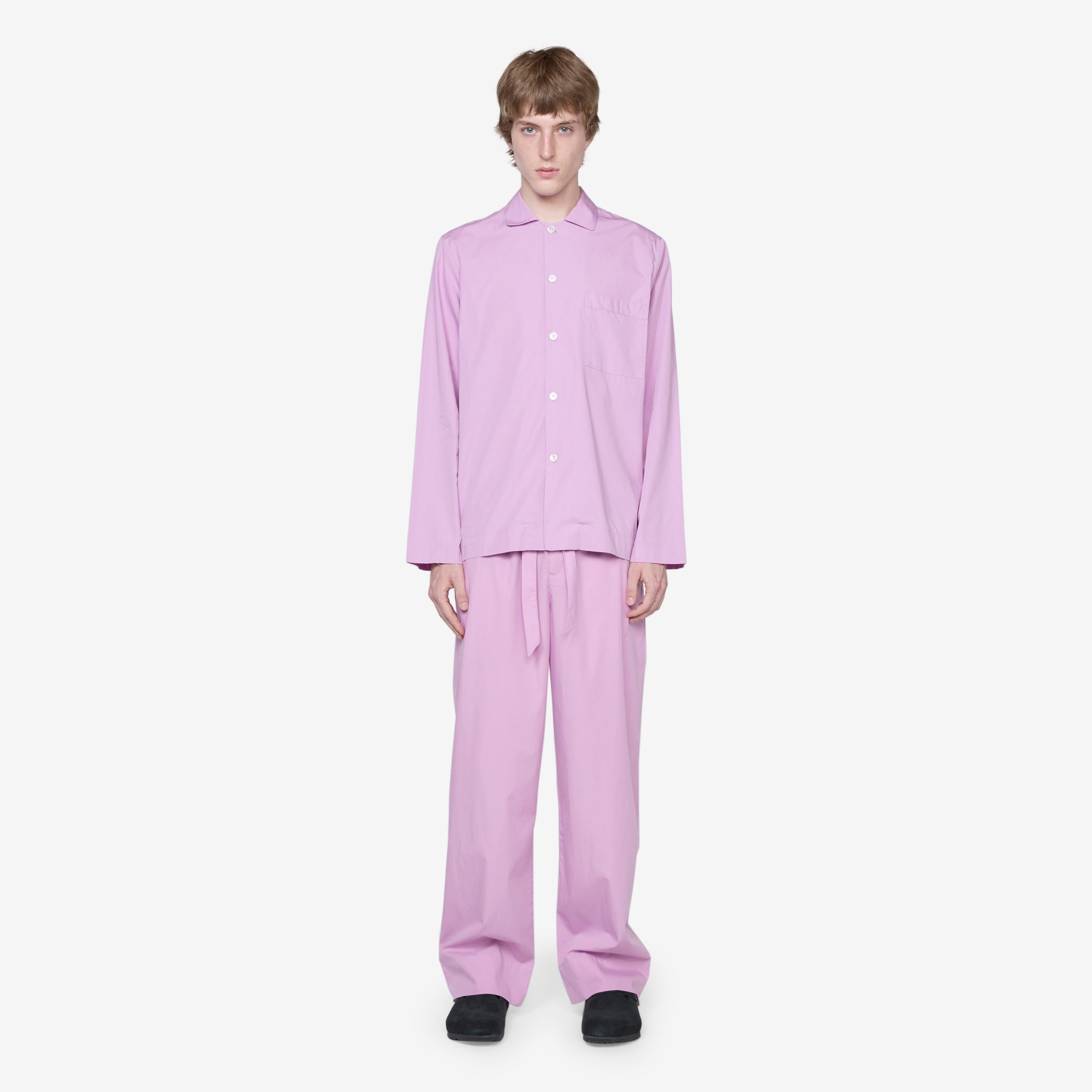 Premium Cotton Poplin Pajama Shirt for Women - Soft & Breathable Sleepwear in Purple & Pink - Perfect for Nighttime Comfort & Lounge Wear