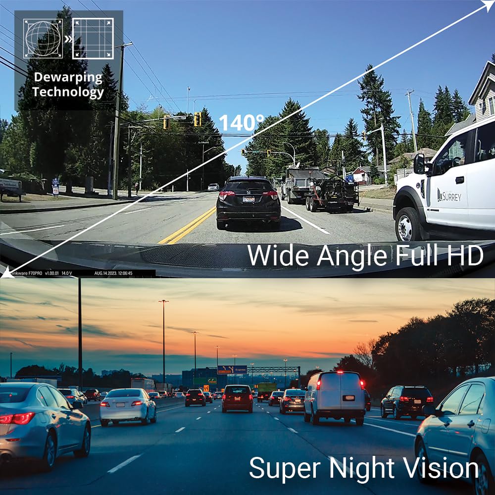 THINKWARE F70 PRO Dash Cam - 1080P Full HD WiFi Car Camera with Super Night Vision, G-Sensor & Smart Parking Mode | Compact Design for Easy Installation | Safety Camera Alert & Thermal Protection | Perfect for Road Trips, Commuting & Vehicle Security