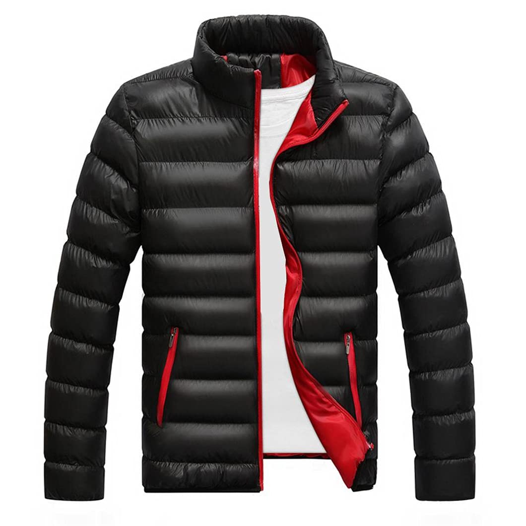 Men's Winter & Autumn Warm Thickened Padded Down Jacket - Stand Collar Zipper Outerwear | Cold Weather Coat for Outdoor Activities & Daily Wear