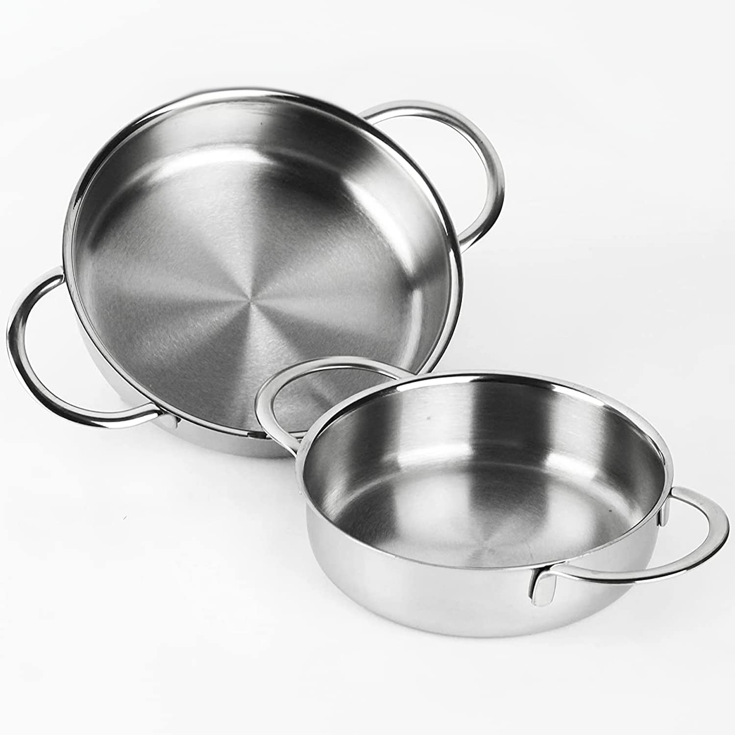 MAGEFESA Prisma 5.5 & 6.3 Inch Mini Deep Saute Pan - 18/10 Stainless Steel Induction Cookware Set for Gas, Electric & Induction Stoves - Oven & Dishwasher Safe Up to 392°F - Perfect for Searing, Frying & Sauteing in Small Kitchens