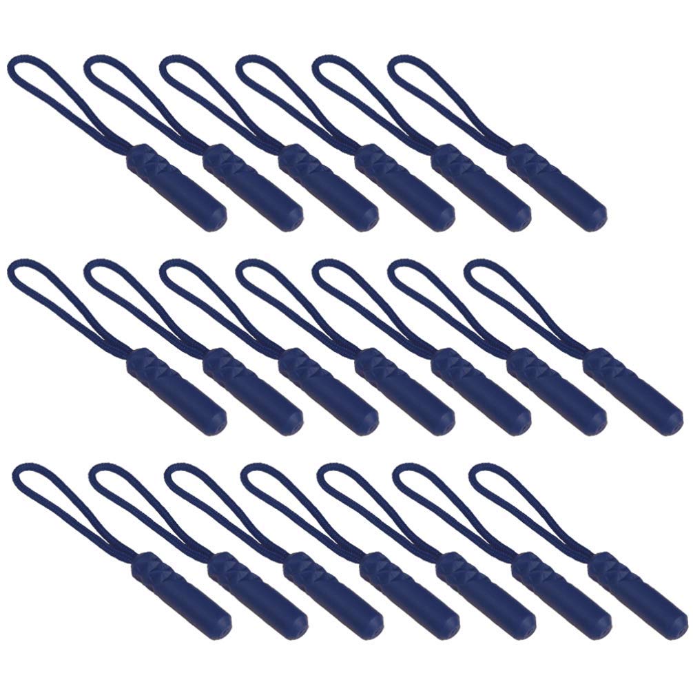ZIYUMI 20pcs Zipper Pull Tabs Replacement - Heavy Duty Zipper Repair Kit for Clothes, Suitcases, Backpacks, DIY Crafts (Navy Blue) | Fix Broken Zippers on Jackets, Bags & Luggage