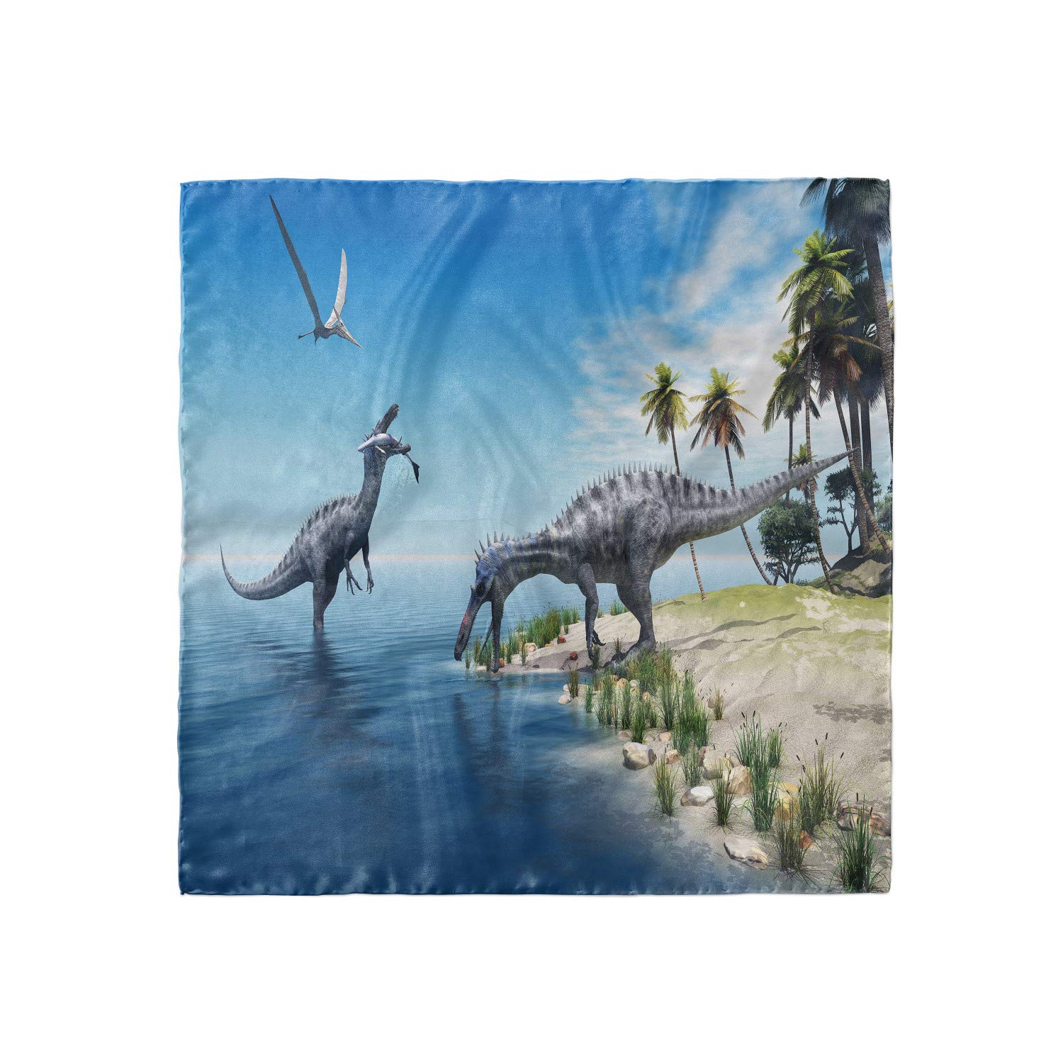 Ambesonne Wild Suchomimus Dinosaur Headscarf - Animal Print Hijab Scarf for Women - Perfect for Daily Wear, Outdoor Activities, and Themed Events