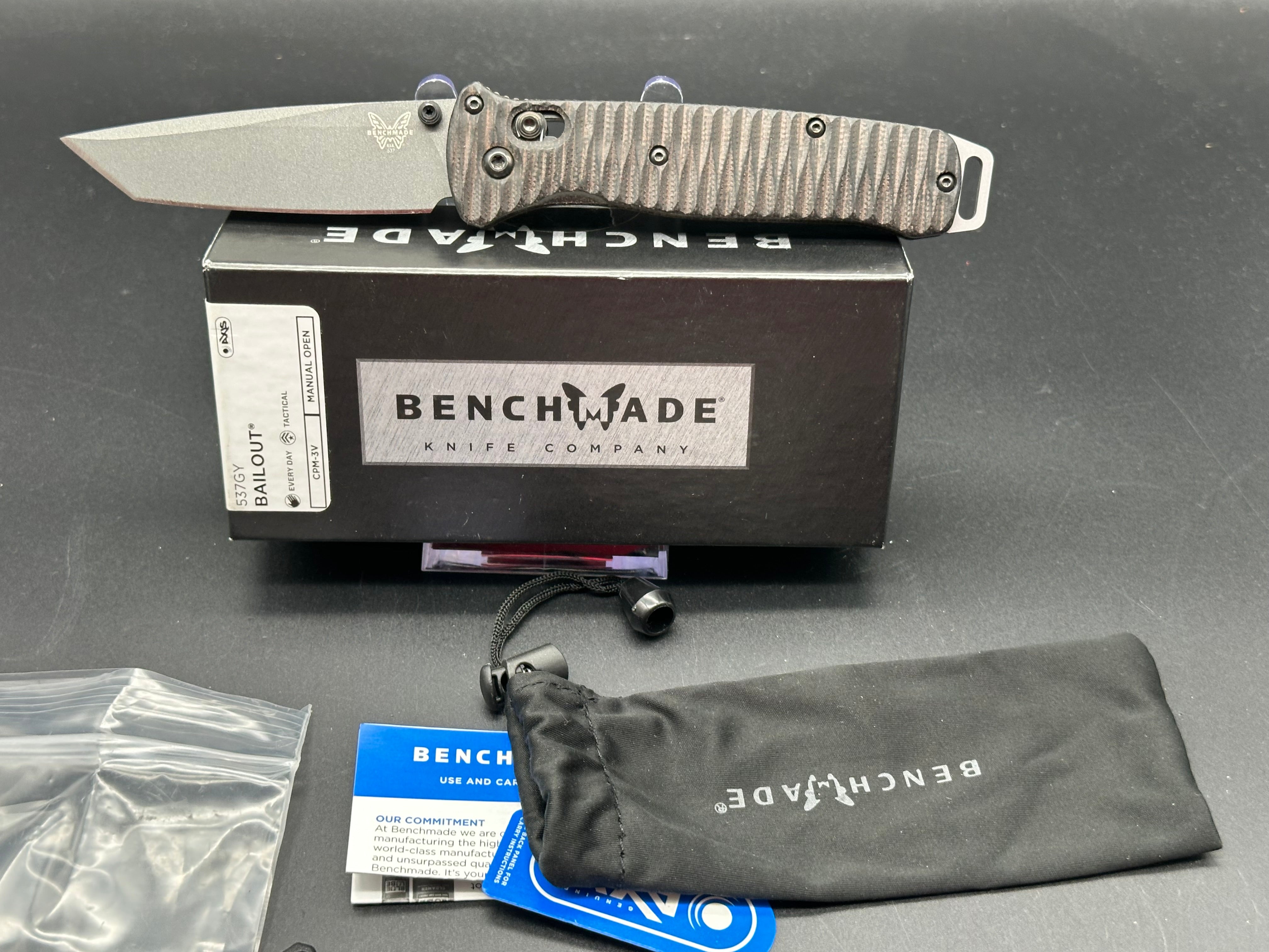 Benchmade Bailout 3V Folding Knife with Micarta Scales | MXG Deep Carry Clip & Original Accessories Included | EDC, Outdoor Survival, Camping & Tactical Use