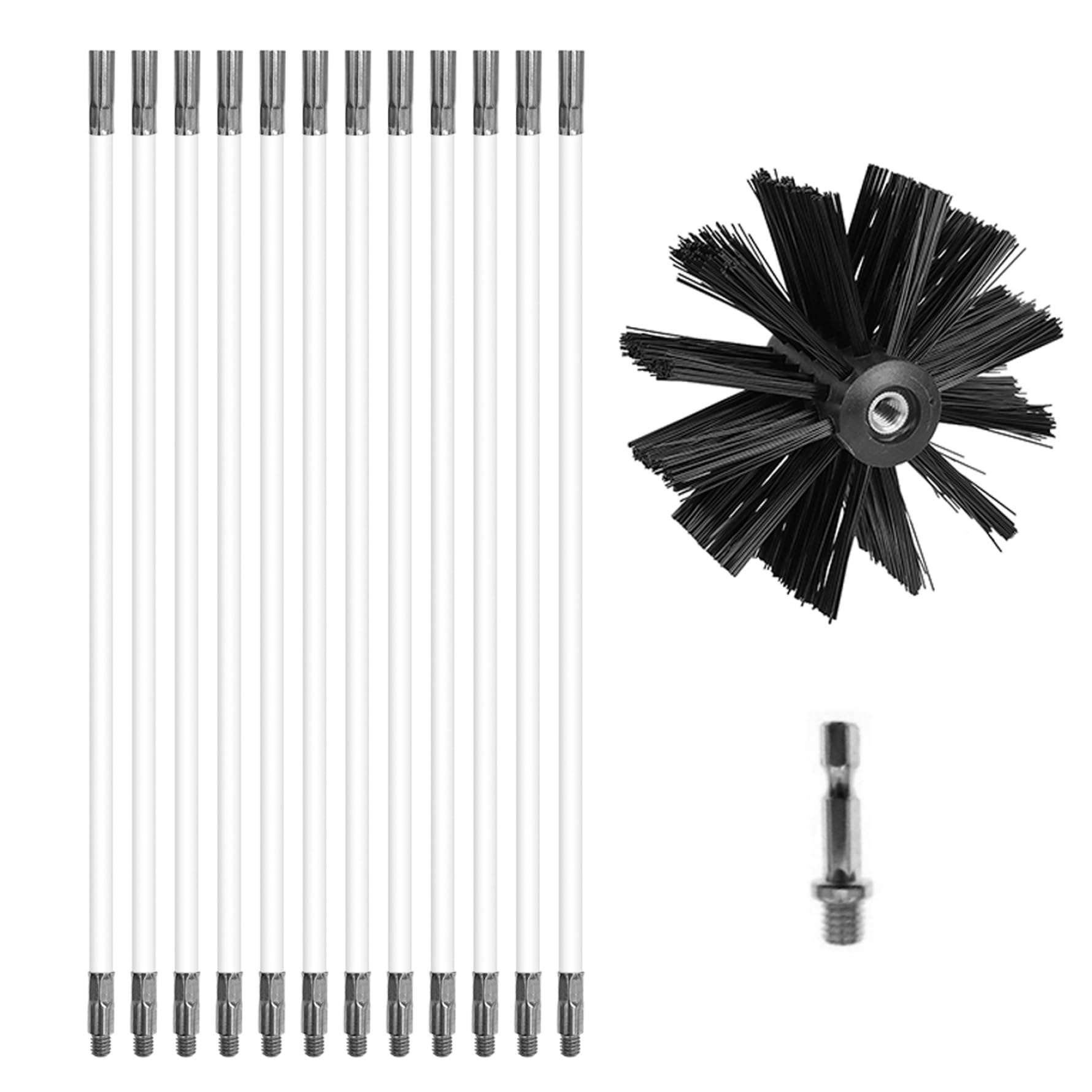 14-Piece Dryer Vent Cleaning Kit with 16-inch Bendable Brush & 4-inch Quick Connect Head - Chimney Sweep & Lint Removal Tool for Efficient Home Maintenance (Ideal for Dryer, HVAC, and Chimney Cleaning)