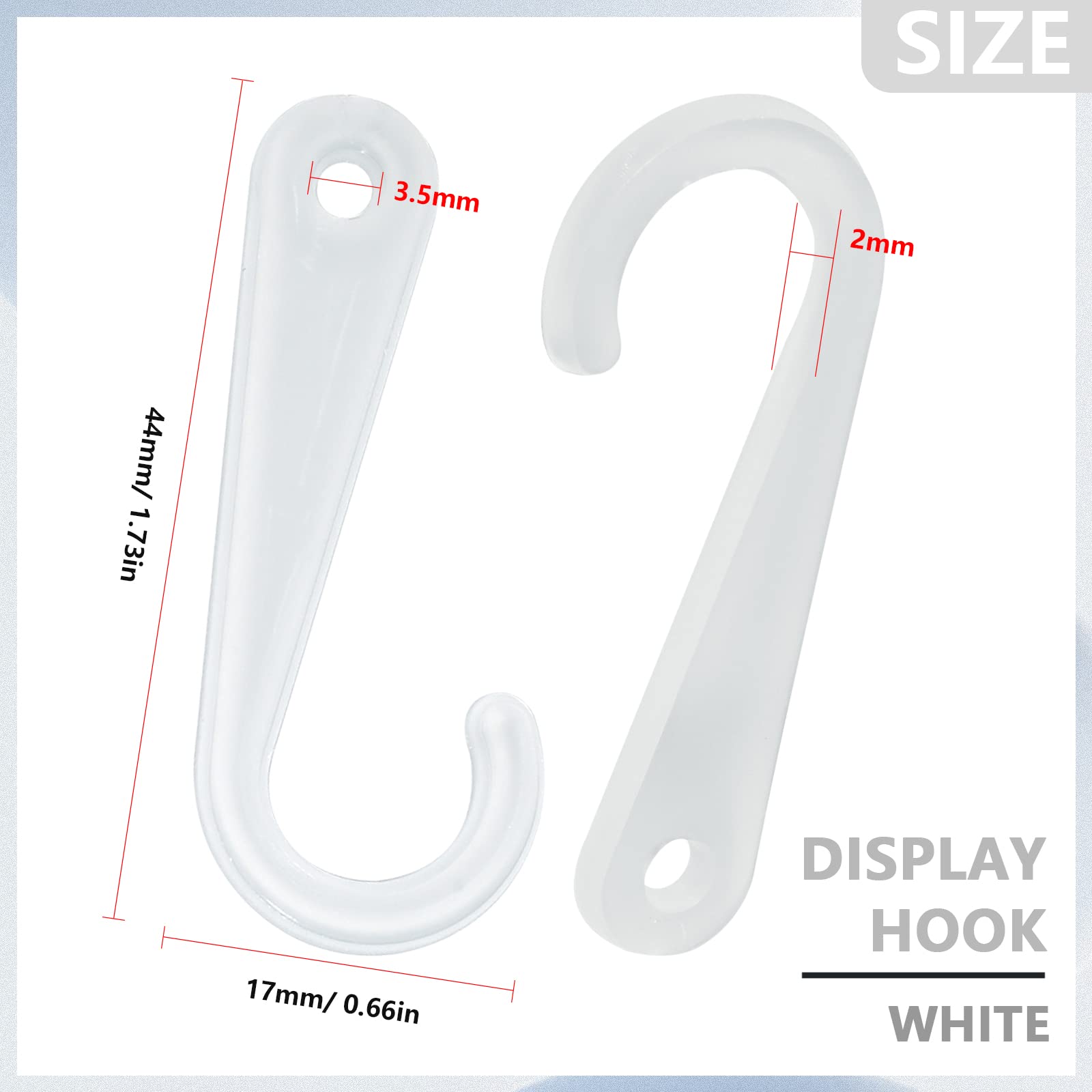 500Pcs 1 3/4 Inch Black Plastic Sock Display Hooks - Retail J Hooks for Socks & Hat Hangers - Perfect for Store Shelves, Clothing Racks and Retail Displays