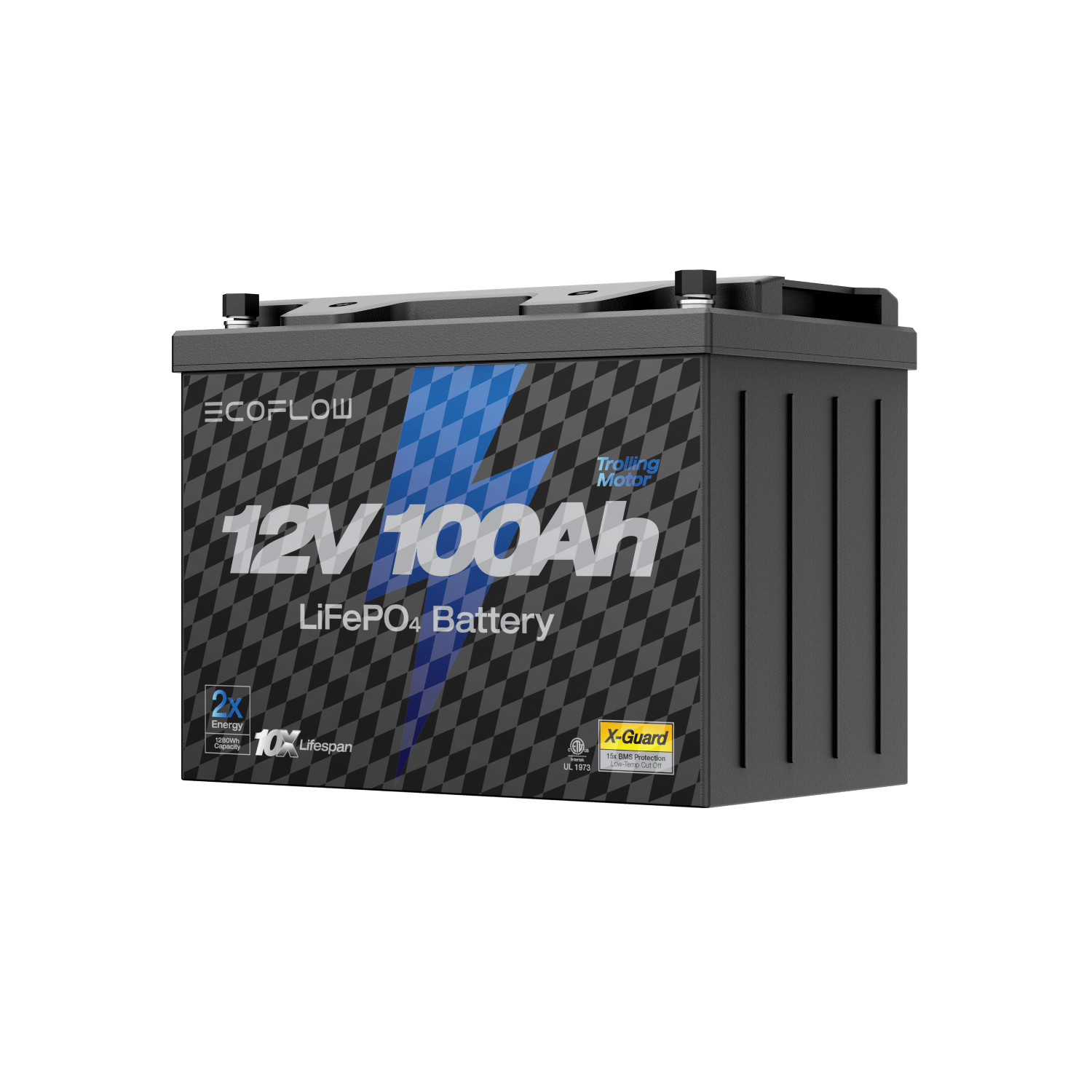 EcoFlow 12V 100Ah Lithium Deep Cycle Battery for Marine Trolling Motors - Perfect for Boats, RVs, and Off-Grid Power Systems