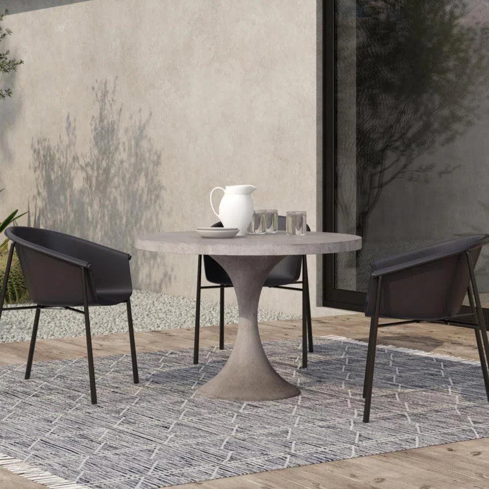 43 Inch Outdoor Dining Table - Modern Grey Patio Furniture for Garden, Backyard, and Poolside Dining