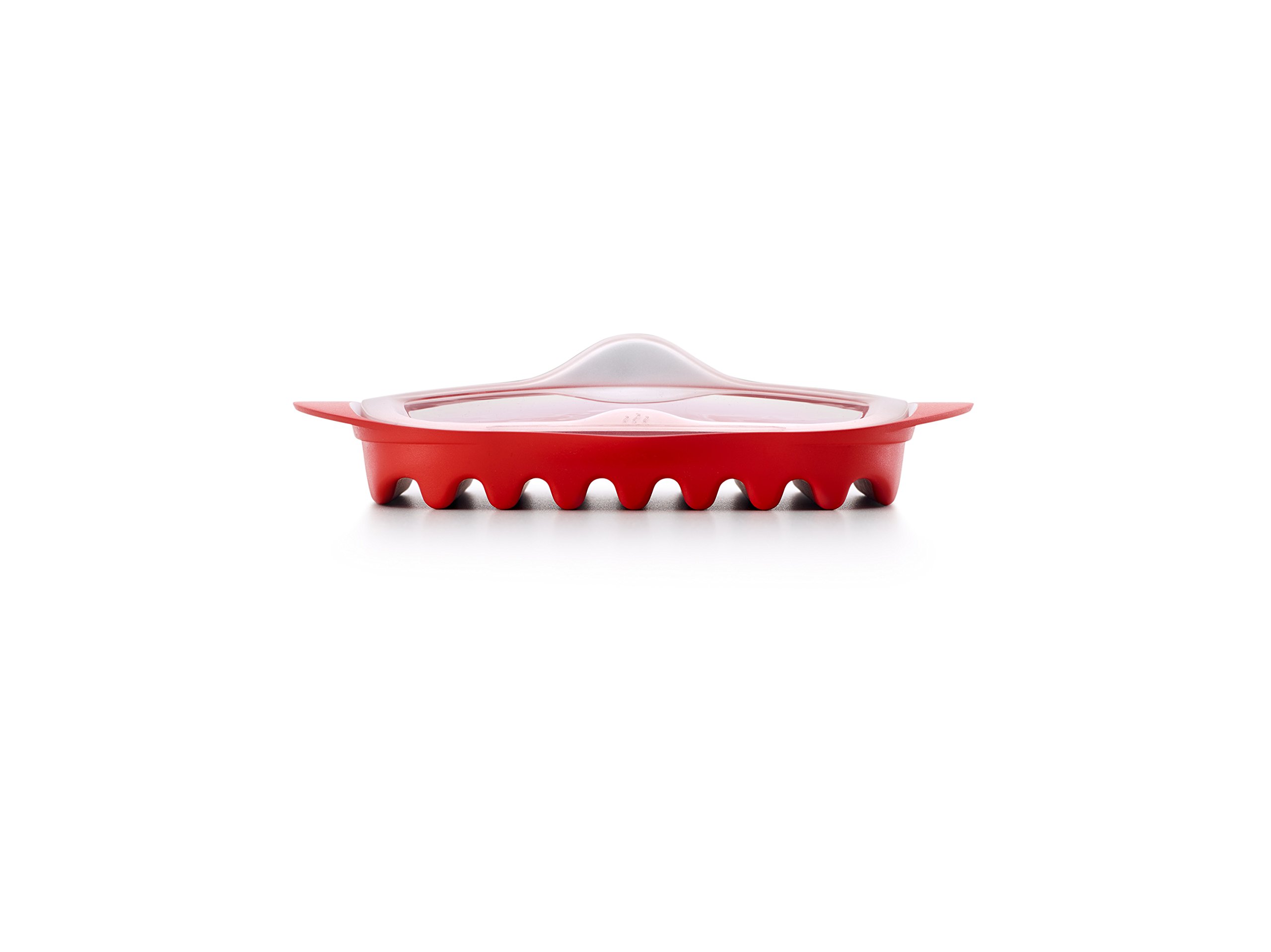 Lekue Microwave Bacon Cooker with Lid – Red, 11.02 x 9.8 x 2.3 Inches – Quick & Easy Bacon Maker for Breakfast, Sandwiches & Salads