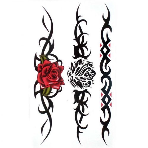 Waterproof & Sweatproof Temporary Tattoos - Sexy Red Rose & Black Rose Designs for Women | Perfect for Parties, Festivals, and Body Art
