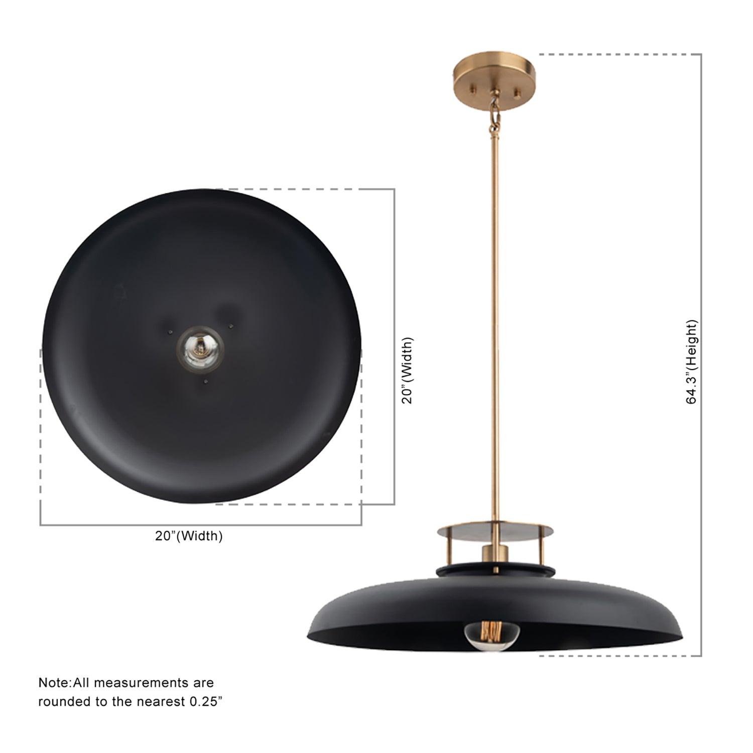 Modern Gold & Black Pendant Light - Beacon 1 Light Fixture for Dining Room, Kitchen Island, or Living Room Decor