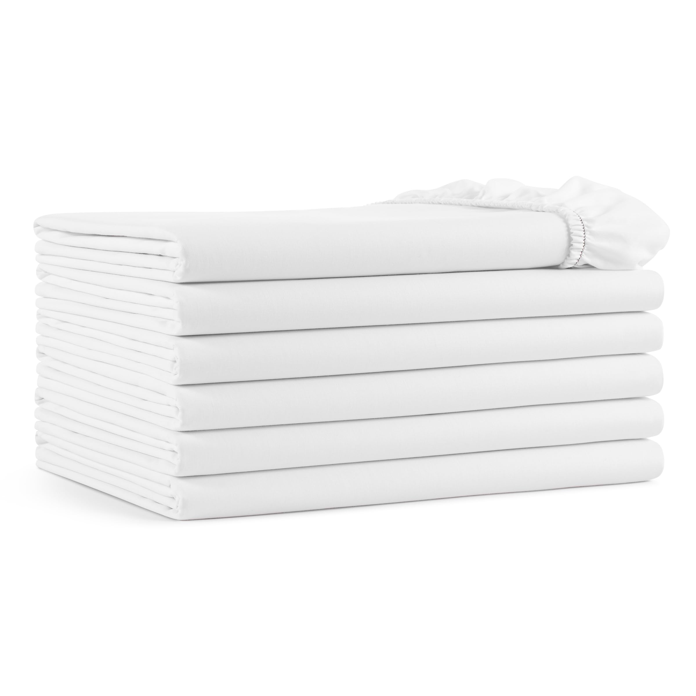 Arkwright Bulk Full Fitted Bed Sheets - 24-Pack Soft Cotton Blend 200 Thread Count Deep Pocket Bottom Sheets - Hotel & Vacation Rental Bedding Essentials - White - Perfect for Hospitality, Guest Rooms & Airbnb Rentals