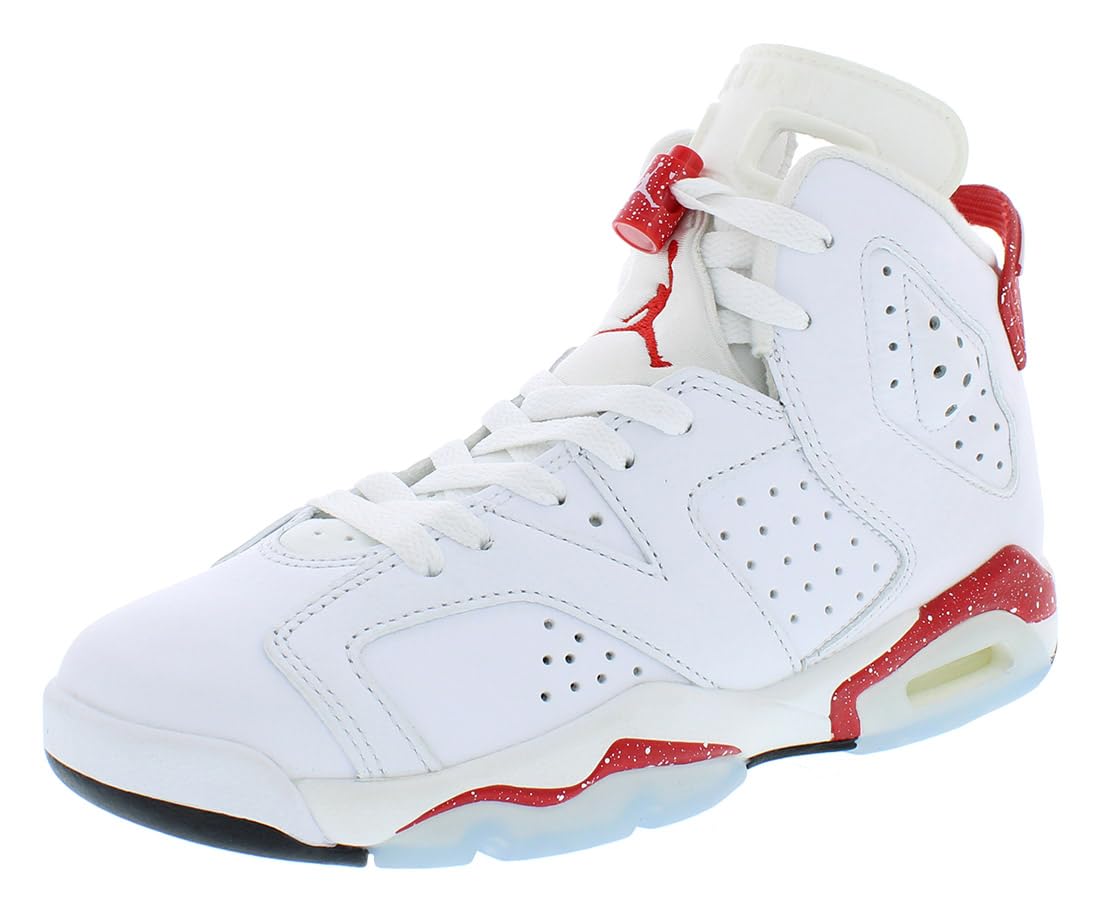 Jordan Boys Air 6 Retro Sneakers - White/University Red/Black - Big Kid Size 4 - Basketball Shoes for Kids - Perfect for School, Sports & Casual Wear