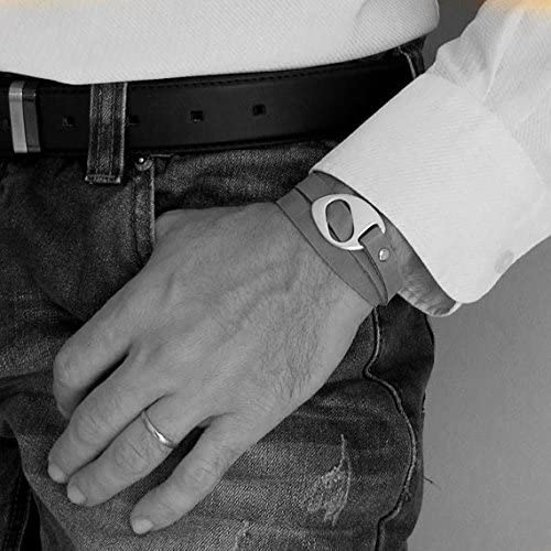Men's Gray Leather Wrap Bracelet - Unisex Adjustable ID Bracelet - Personalized Engraved Jewelry Gift for Him - Perfect for Casual Wear, Date Nights & Gifts