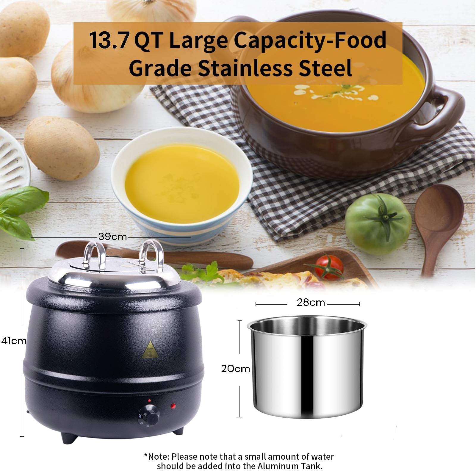 13L Commercial Electric Buffet Food Warmer - Stainless Steel Soup Warmer & Hot Holding Cabinet for Restaurants, Catering & Buffet Service