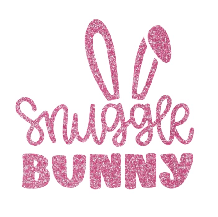 Easter Iron On Transfers - Snuggle Bunny Vinyl Applique Decal for DIY Easter Crafts, Kids Easter Gifts, T-Shirt Stickers & Iron-On Patches (Flamingo Pink Glitter) - Perfect for Easter Decorations, DIY Projects & Kids Clothing Customization