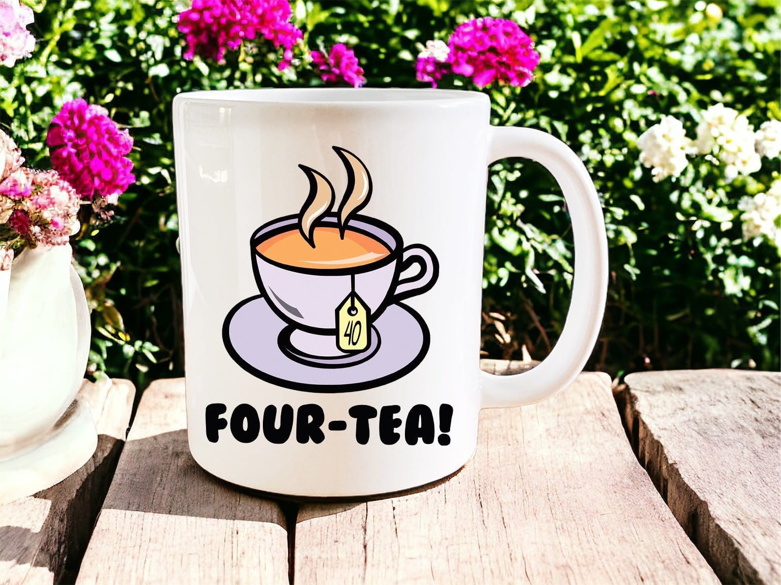 Funny 40th Birthday Gift - 'Four Tea!' Novelty Coffee Mug for Tea Lovers - Perfect for Office, Home & Birthday Parties