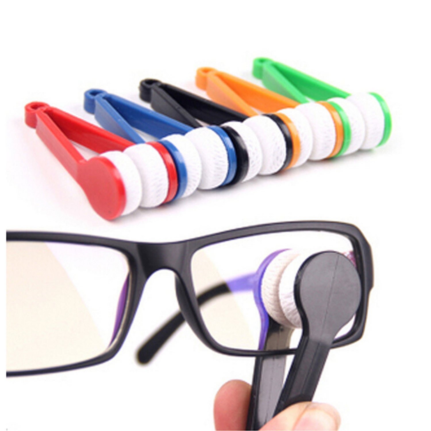 Onwon 5-Pack Mini Microfiber Glasses Cleaner Set with Soft Brush - Eyeglass & Sunglasses Cleaning Tool Kit (Random Colors) - Perfect for Travel, Office, and Everyday Use