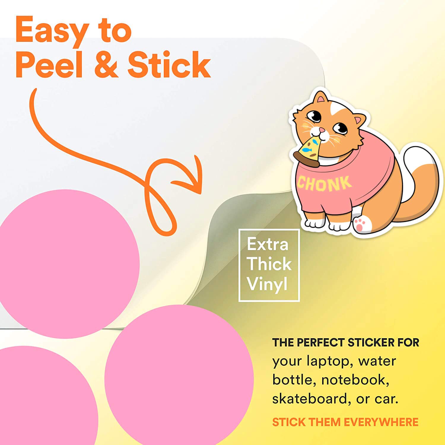 Stickeroonie Fat Cat CHONK Funny Vinyl Stickers - 4