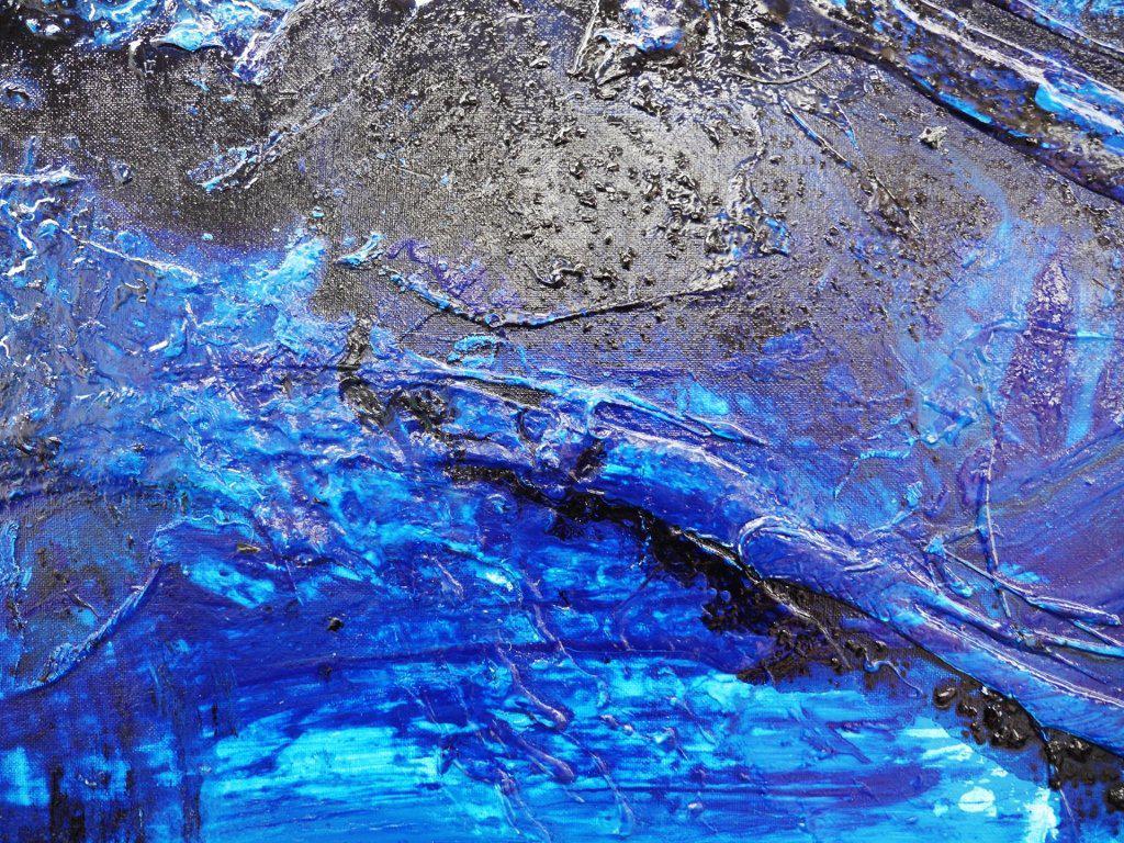 Blue Shuz 240cm x 100cm Blue Abstract Canvas Wall Art - Modern Large Painting for Living Room, Bedroom & Office Decor