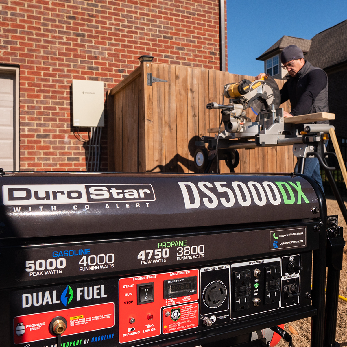 5,000 Watt Dual Fuel Portable Generator with CO Alert - Reliable Backup Power for Camping, Emergencies & Home Use