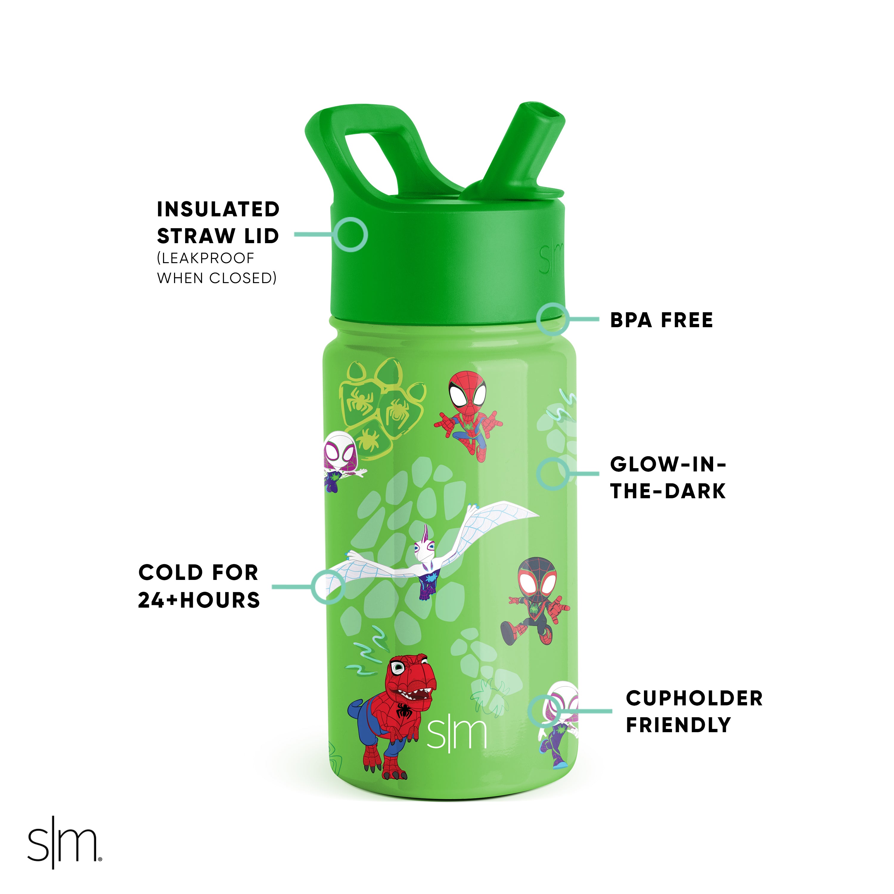 Summit Kids Water Bottle with Straw Lid - BPA Free, Leak Proof, Insulated Stainless Steel Bottle for School, Sports & Outdoor Activities