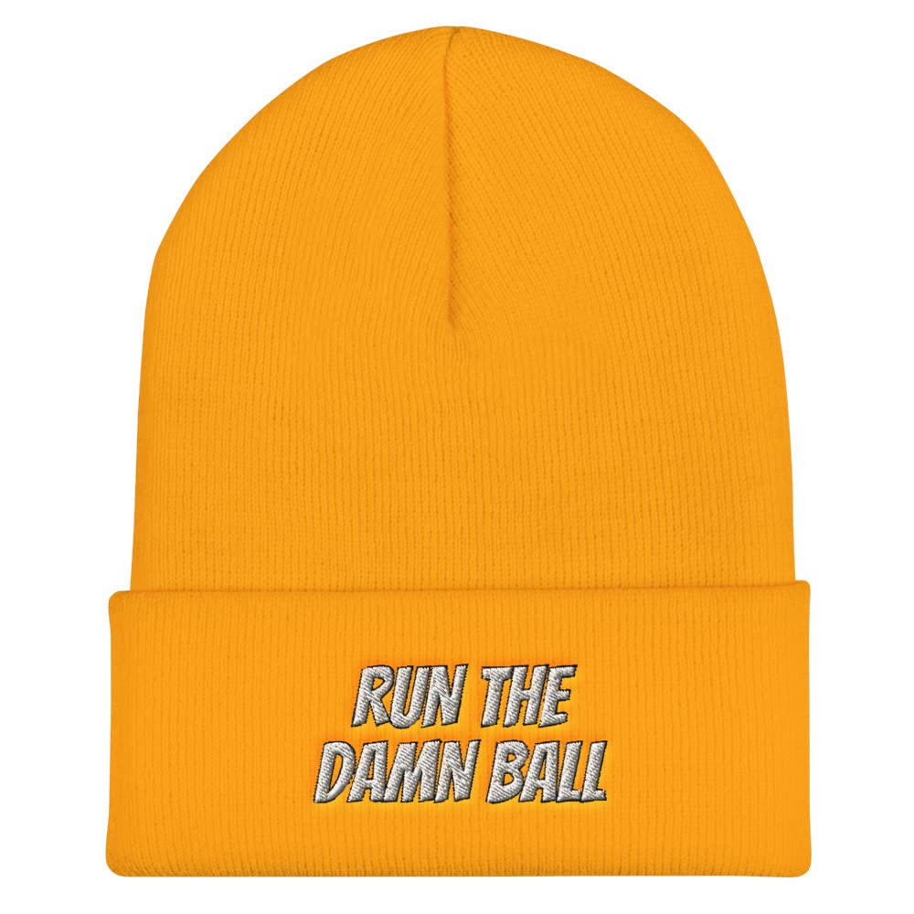 Run The Damn Ball Hat | Funny Football Dad Cap | Adjustable Cuffed Beanie for Men & Women | Perfect for Game Day, Tailgating & Sports Fans