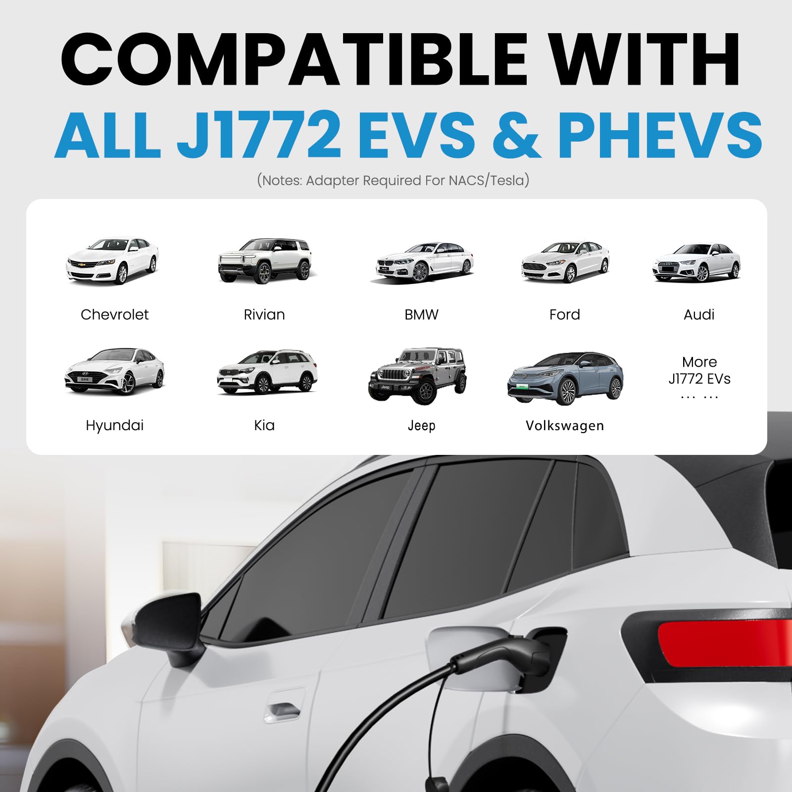 Smart Level 1/2 EV Charger with APP Control - 16A 110V-240V NEMA 6-20 & 5-15 Plug - 25FT J1772 Cable - Portable Electric Vehicle Charging Station - ETL & FCC Certified - Perfect for Home, Office & Travel Use