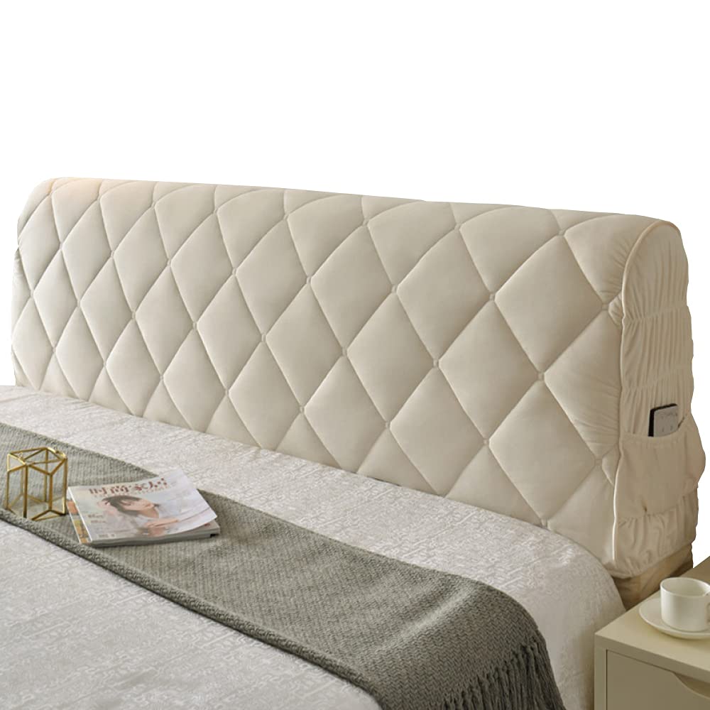 Stretch Headboard Slipcover - 180cm Beige Bed Headboard Cover, Dustproof Protector for Bedroom Decoration | Perfect for Home, Hotel & Airbnb Styling